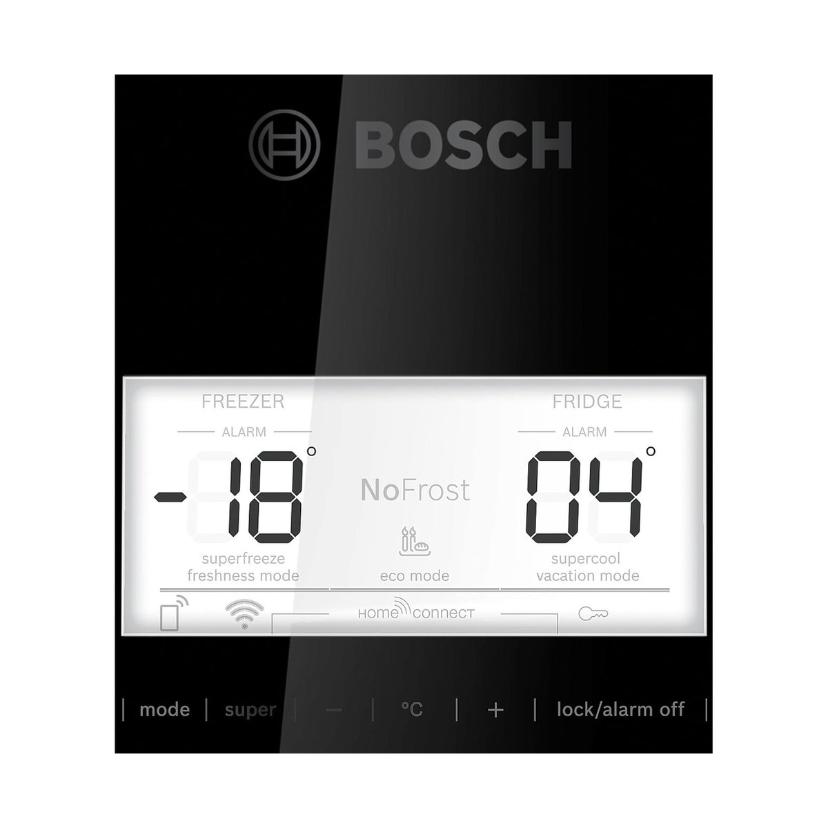 Bosch Series 6 Freestanding Fridge Bottom freezer glass door 193 x 70cm Black Total No Frost KGN56LB31U