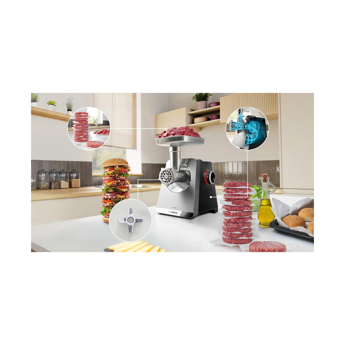 Bosch Series 8 Food Mincer  2500 W Black MFWS840M