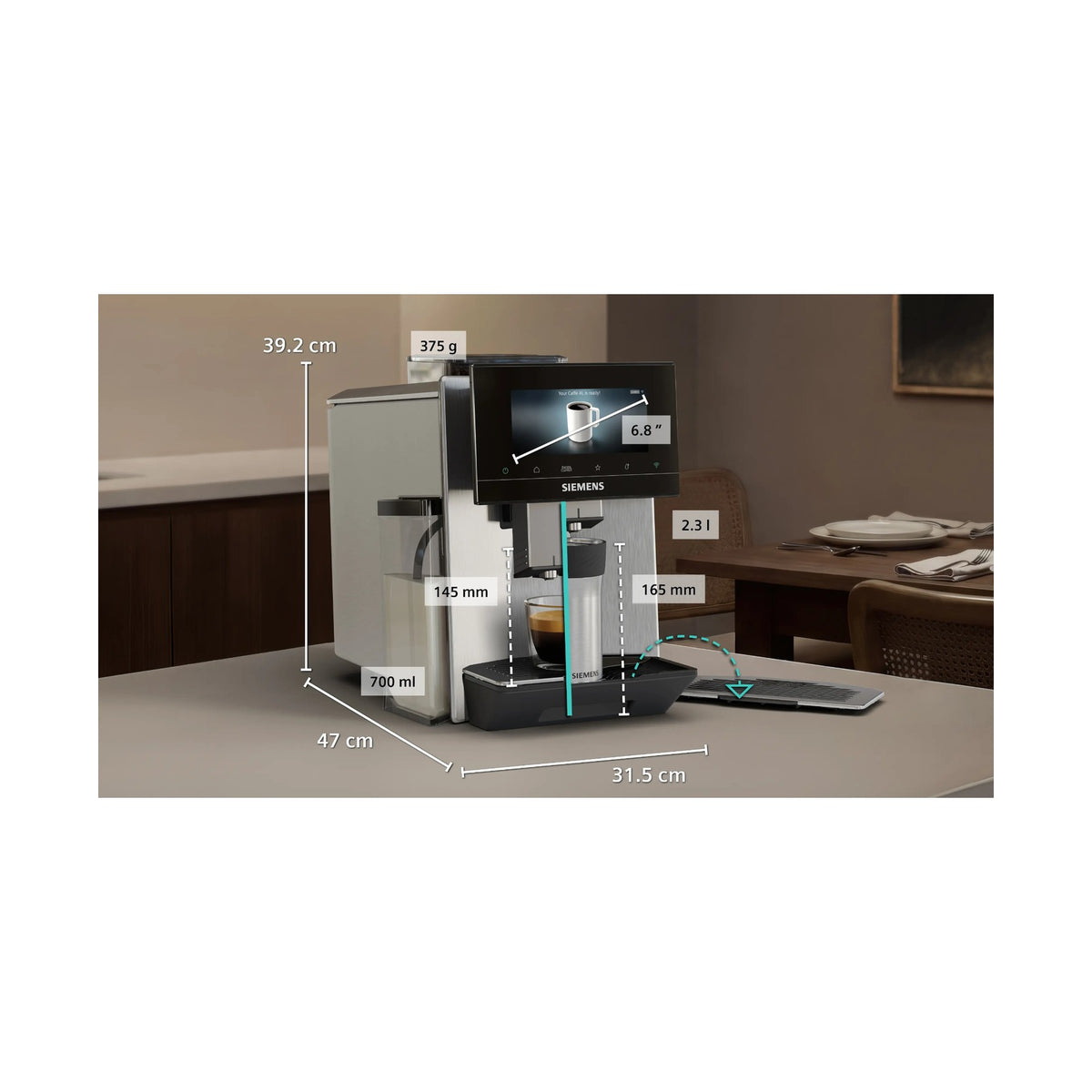 Siemens iAroma EQ900 Stainless Steel Fully Automatic Coffee Machine TQ923E83