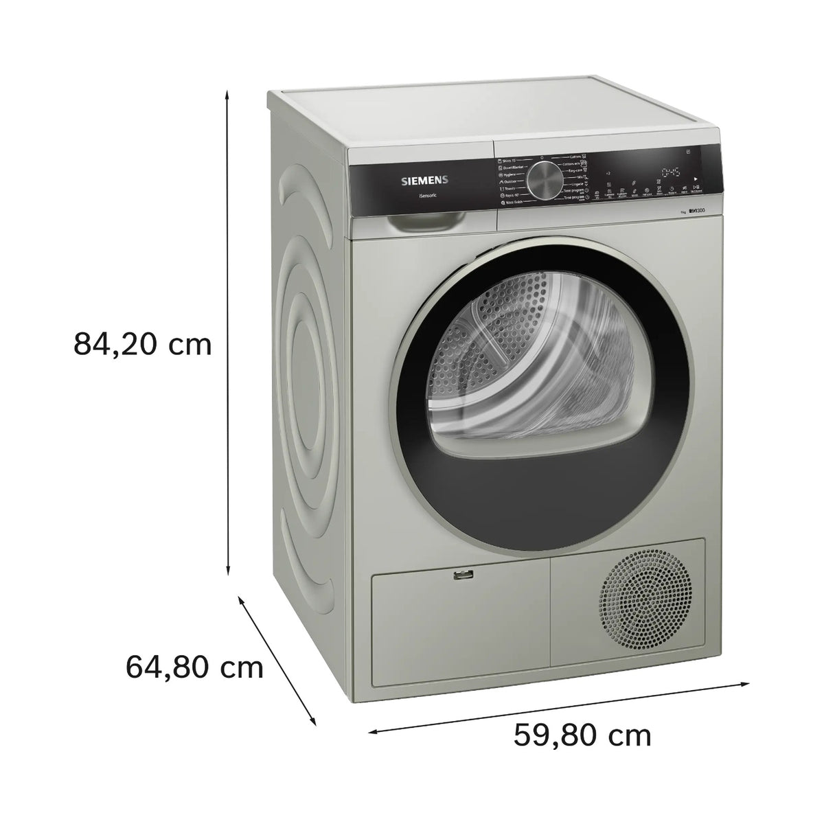 Siemens iQ300 Condenser Tumble Dryer 9 kg Silver inox WP41G0XZA