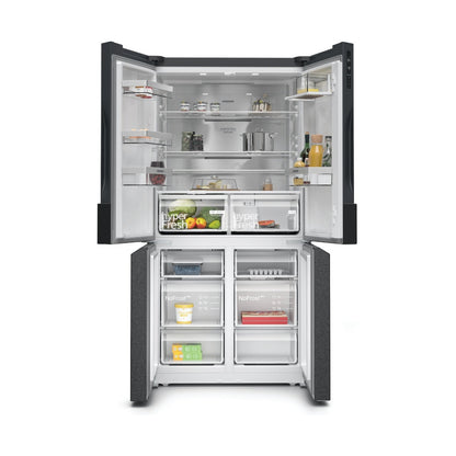 Siemens iQ300 French Door Bottom freezer multi door 183 x 90cm Brushed black steel KF96NAXEA
