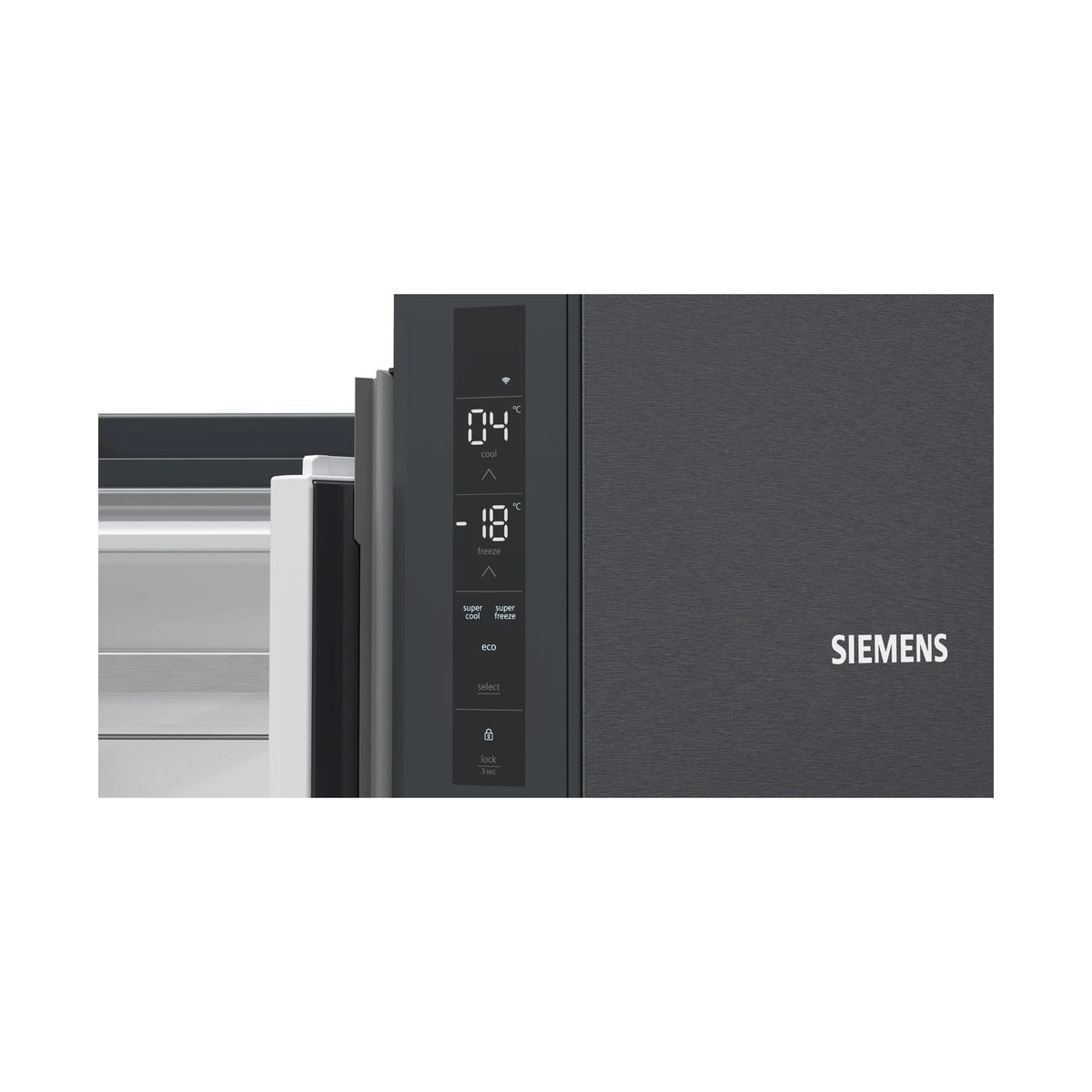 Siemens iQ300 French Door Bottom freezer multi door 183 x 90cm Brushed black steel KF96NAXEA