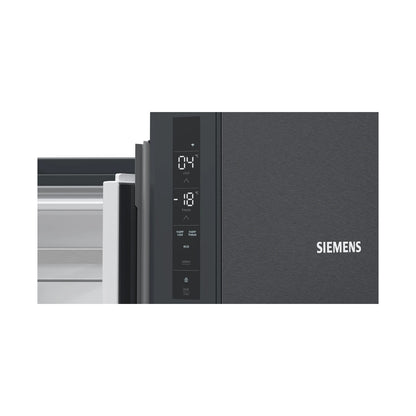 Siemens iQ300 French Door Bottom freezer multi door 183 x 90cm Brushed black steel KF96NAXEA