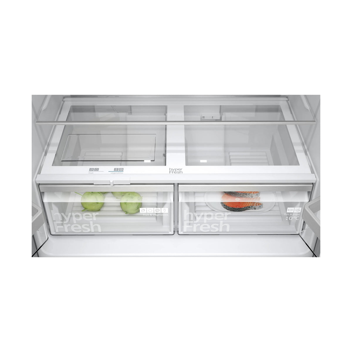 Siemens iQ300 French Door Bottom freezer multi door 183 x 90cm Brushed black steel KF96NAXEA