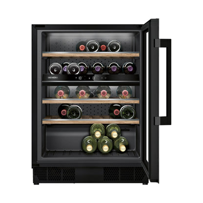 Siemens iQ500 Built in wine cooler 81 x 59cm Black Glass door KU21WAHG0