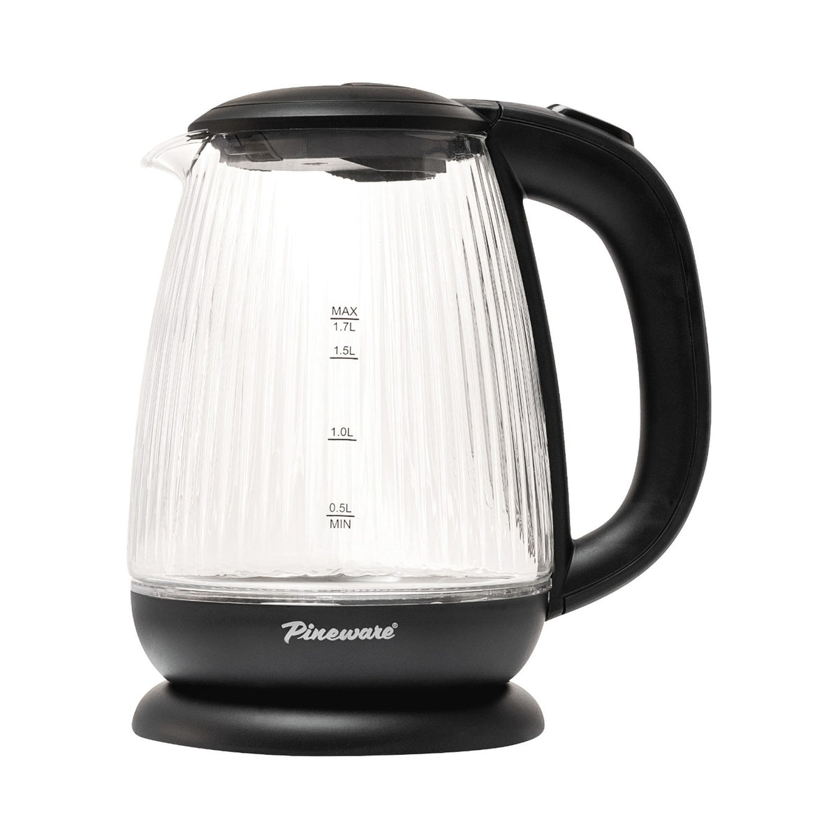Pineware 1.7l Ribbed Glass Kettle PRGK360