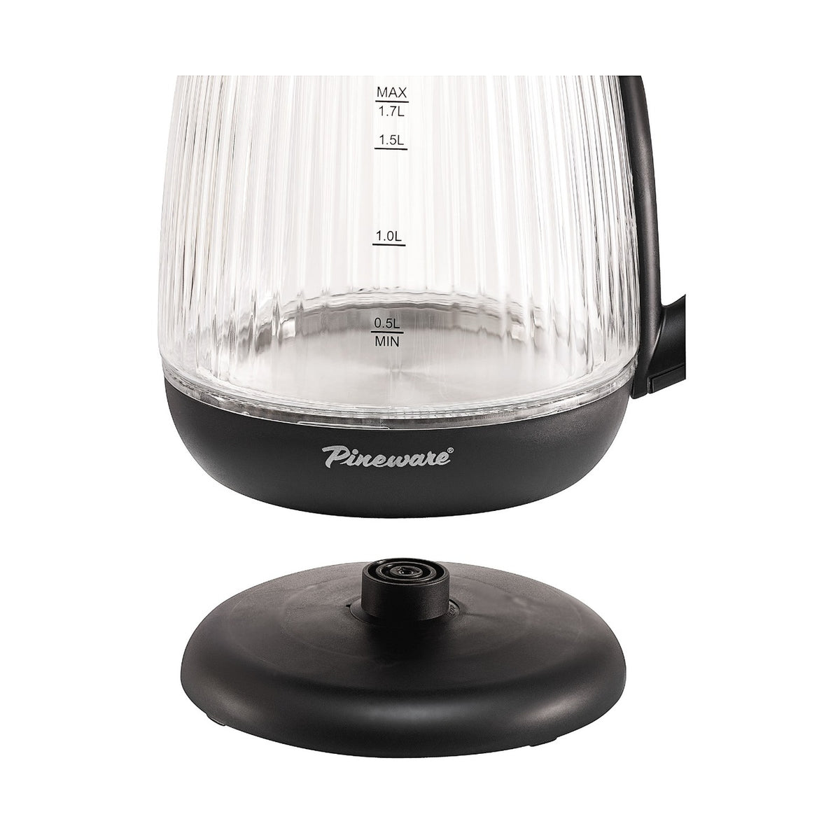 Pineware 1.7l Ribbed Glass Kettle PRGK360