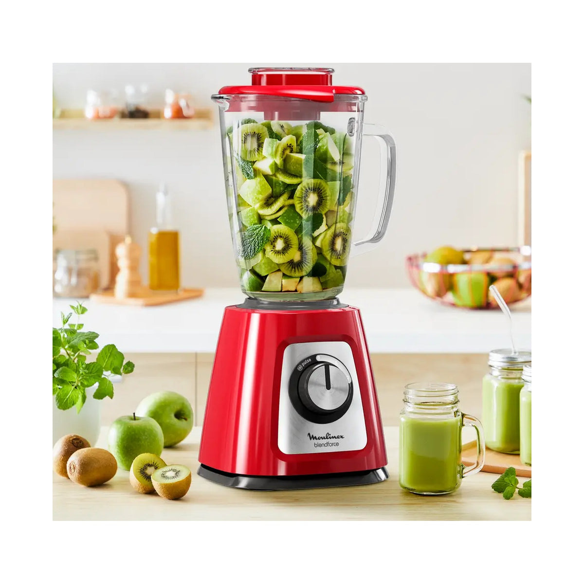 Moulinex Blendforce 800W with 1.75 l Glass Jug Red LM430510