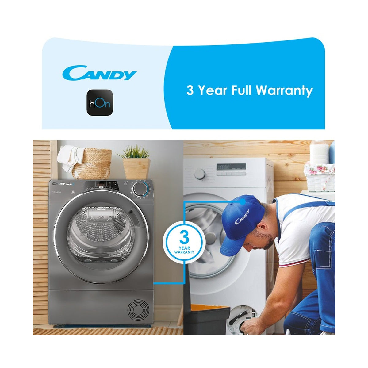 Candy 11kg RapidO Anthracite Heat PumpTumble Dryer ROE H11A2TCER-ZA