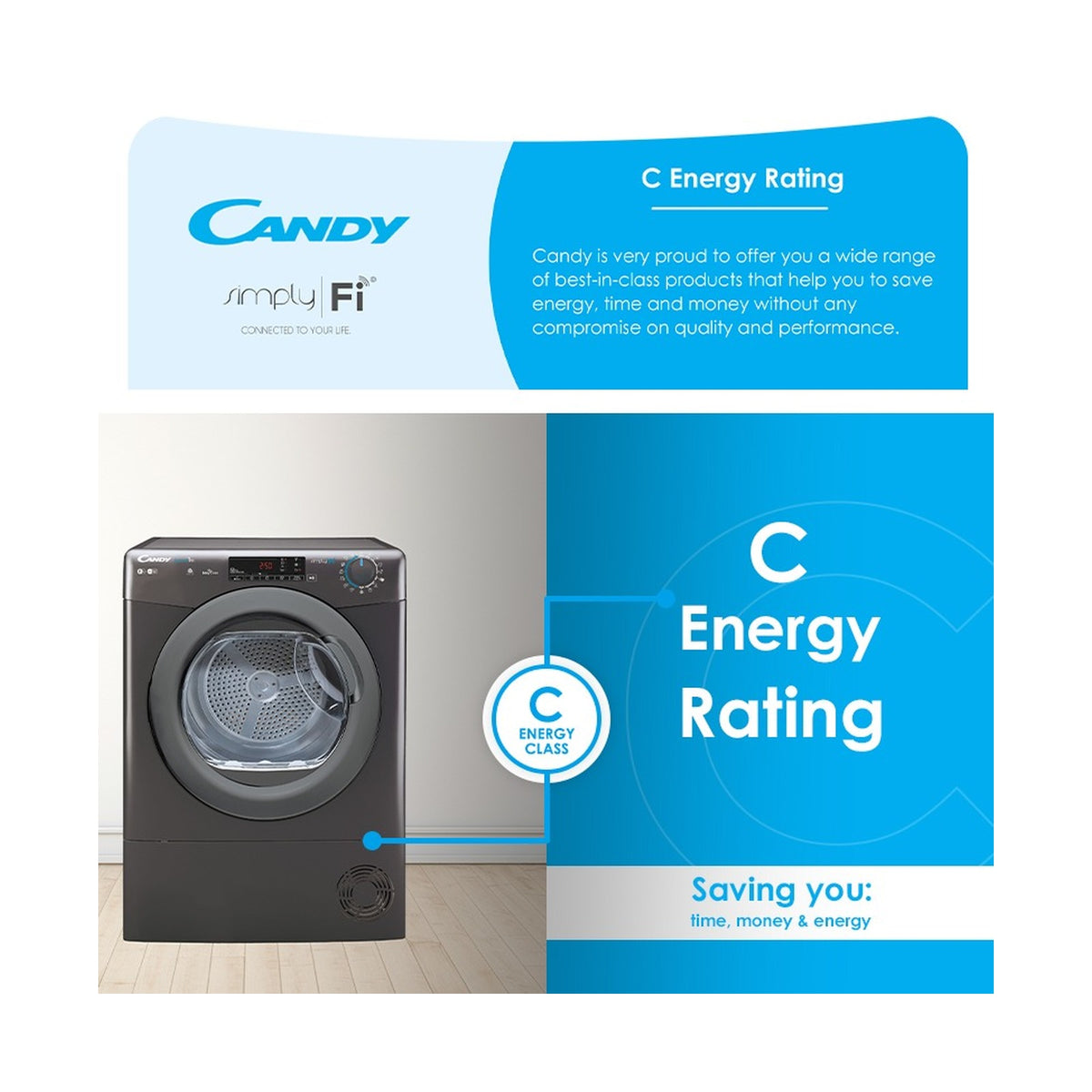 Candy 10kg Smart Pro Anthracite CondensedDryer CSO C10TRER-ZA