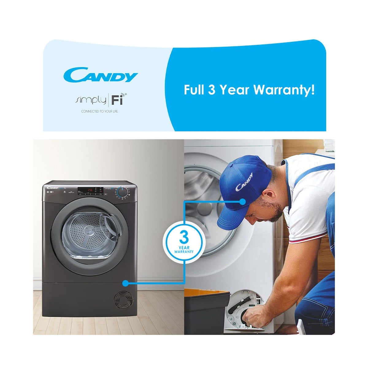 Candy 10kg Smart Pro Anthracite CondensedDryer CSO C10TRER-ZA