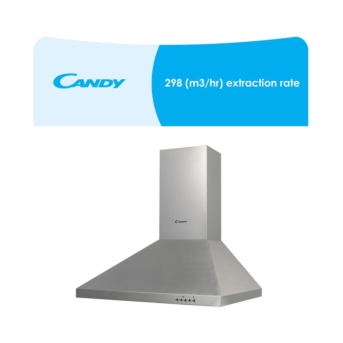 Candy 60cm Chimney Inox Extractor CCE16/2X