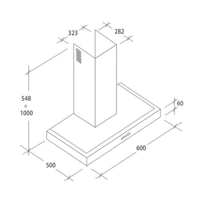 Candy 60cm Decorative Square Inox Extractor CMB655X