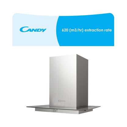 Candy 60cm Decorative Glass Inox Extractor CVM670LX