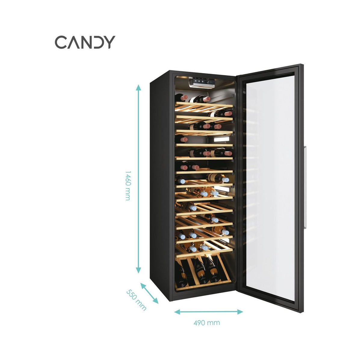 Candy Wine Cooler 82 bottles Monozone 12 Wooden shelves CWC 200 EELW ZA