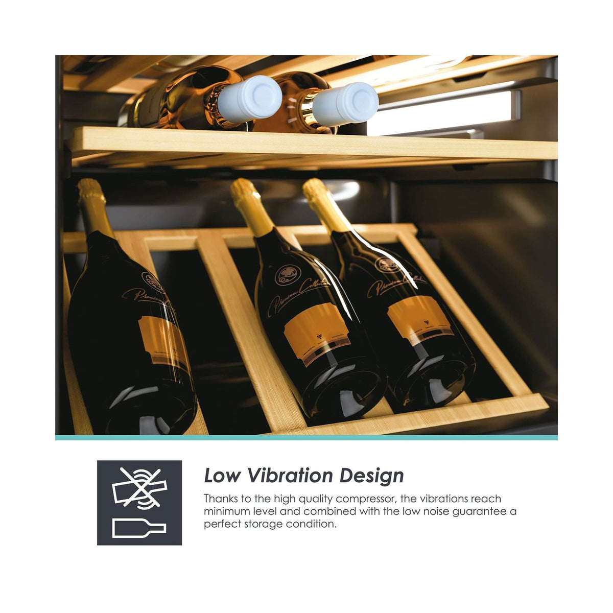 Candy Wine Cooler 82 bottles Monozone 12 Wooden shelves CWC 200 EELW ZA