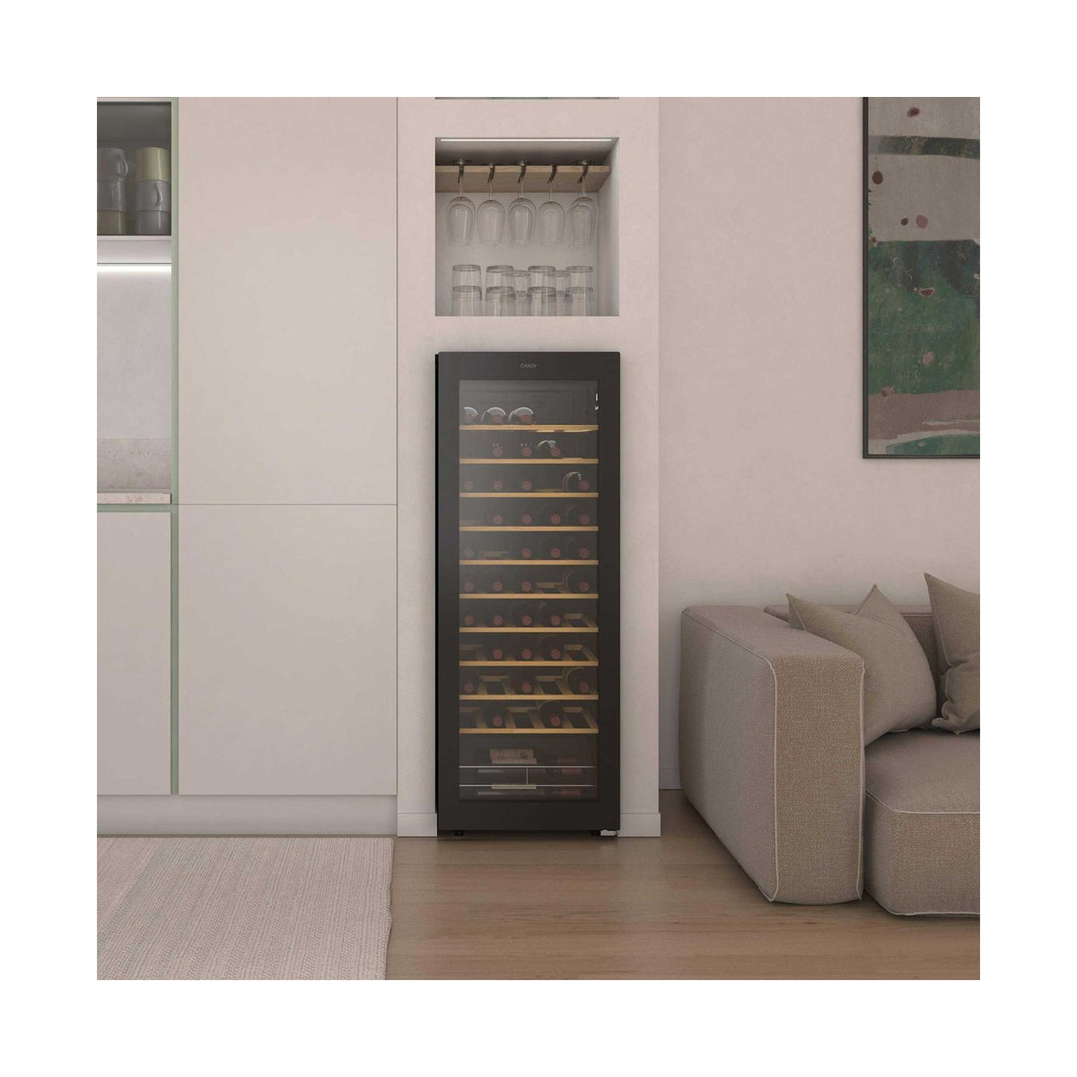 Candy Wine Cooler 58 bottles Monozone 10 Beachwood shelves CNWQ4G58G1ZA