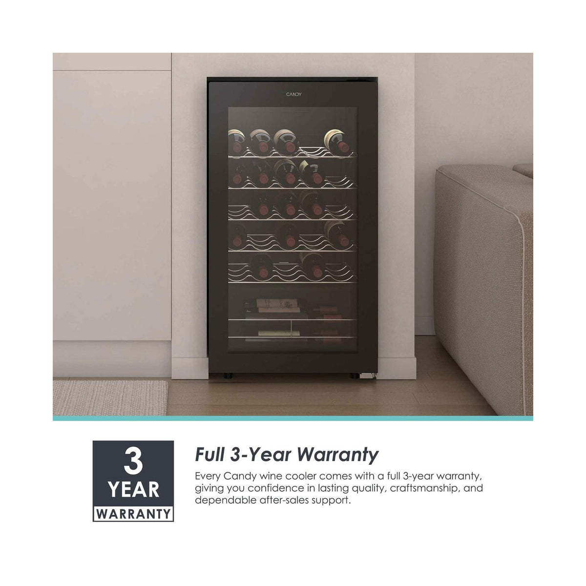Candy Wine Cooler 33 bottle DivinoMonozone 5 steel wire shelves CNWQ2G33G1ZA