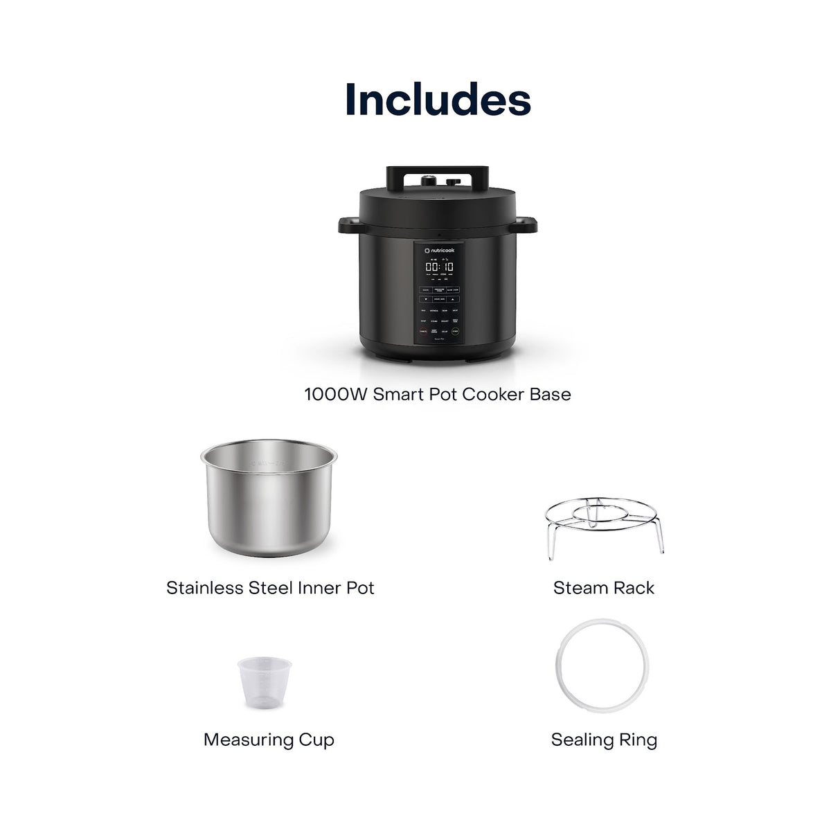 Nutricook Smart Pot 2 6L Pressure Cooker with 304 Stainless Steel Inner Pot