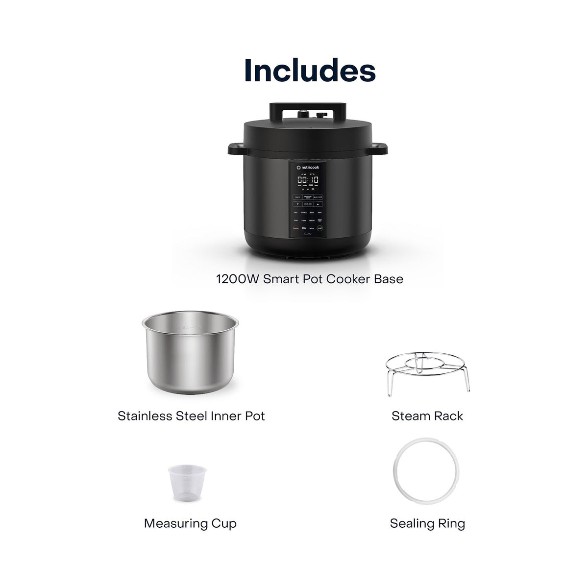 Nutricook Smart Pot 2 8L Pressure Cooker with 304 Stainless Steel Inner Pot
