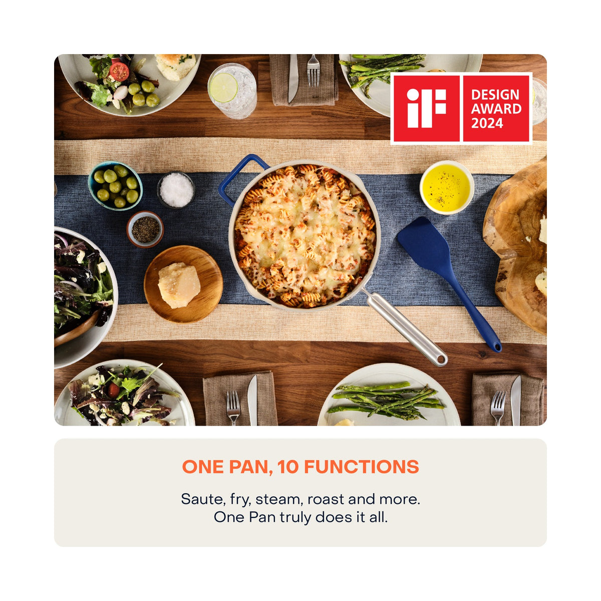 Nutricook 26cm Non-Stick Cast Aluminium One Pan - Serene Blue