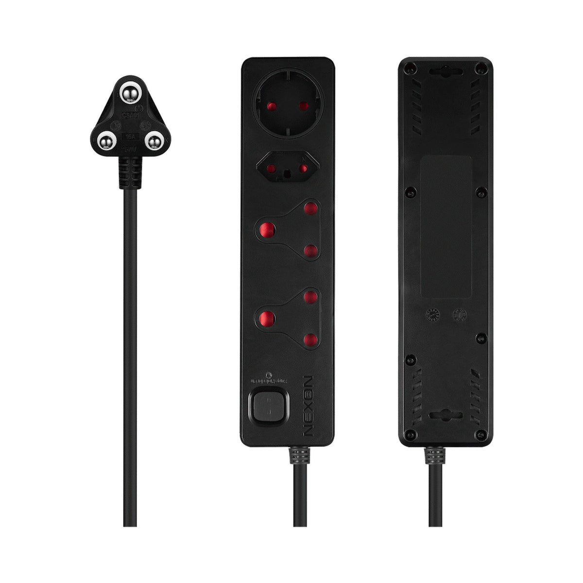 Nexon 4 Way Medium Surge Protected Multiplug 0.5M Black