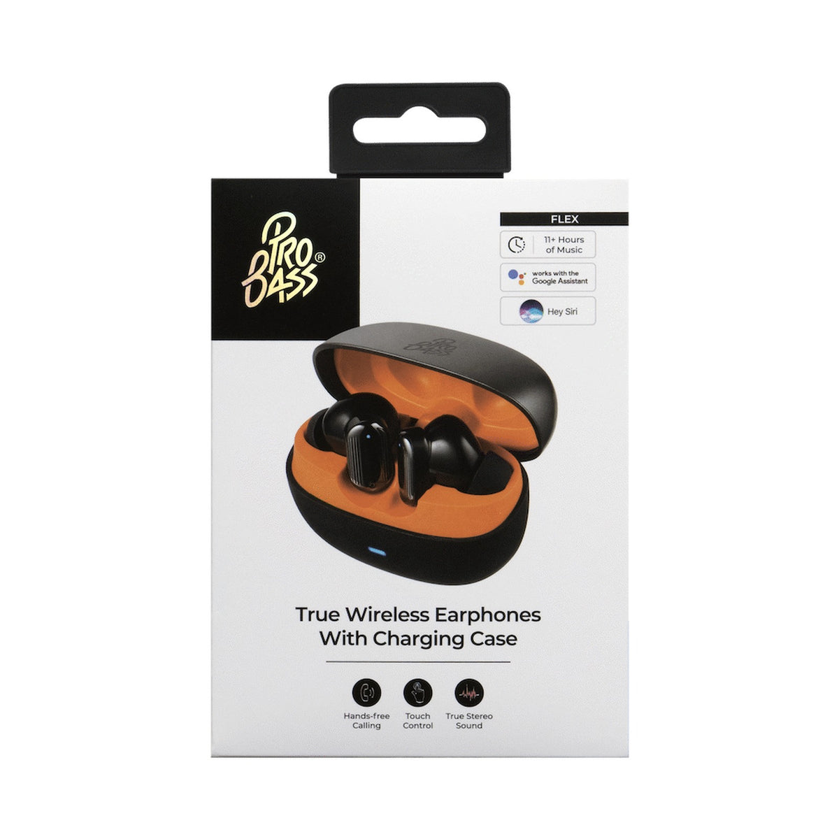 Pro Bass Flex Series TWS Earphone - Black + Orange