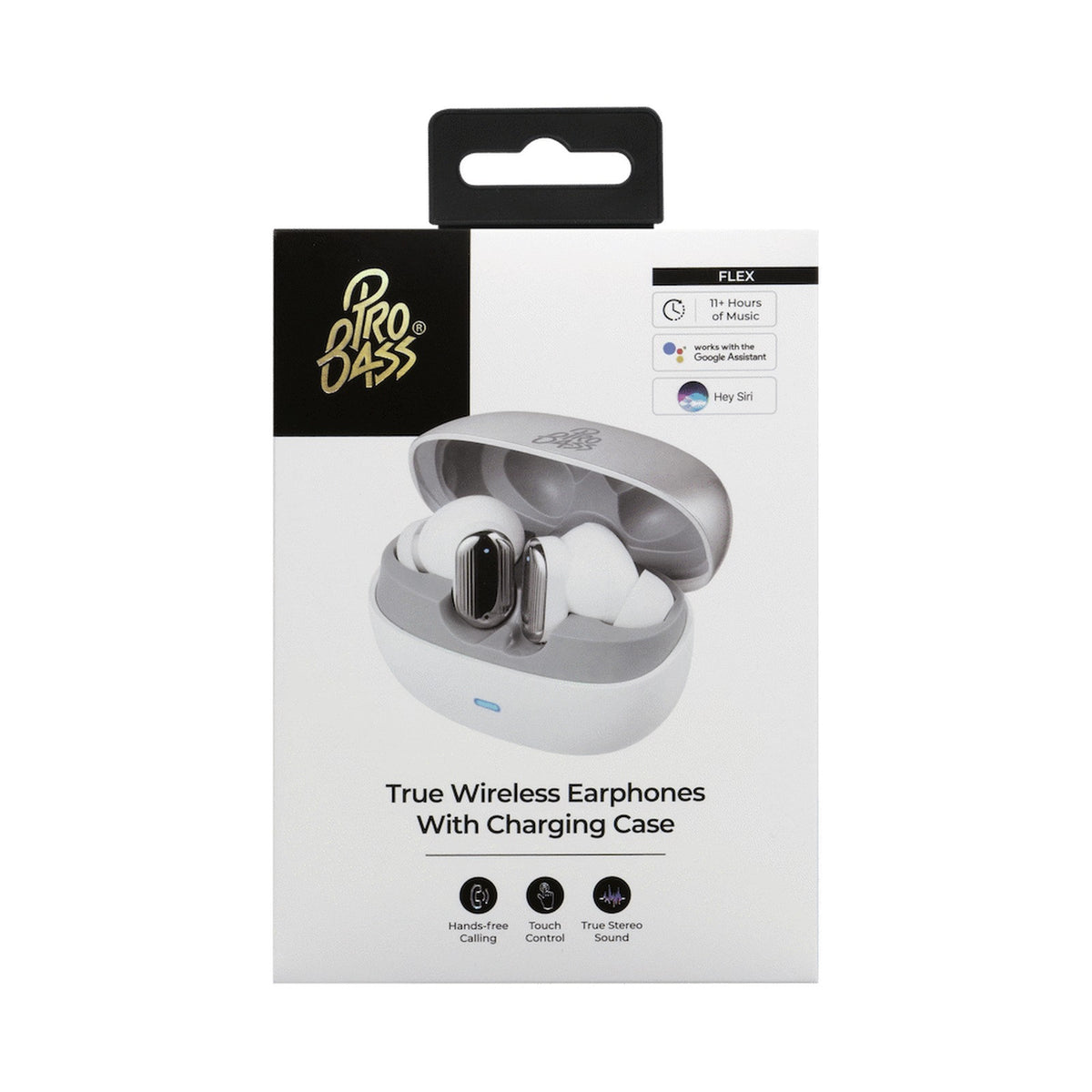 Pro Bass Flex Series TWS Earphone - White + Grey