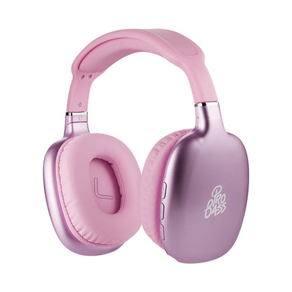Pro Bass Retro Bluetooth Wireless Headphone with PU Case - Pink