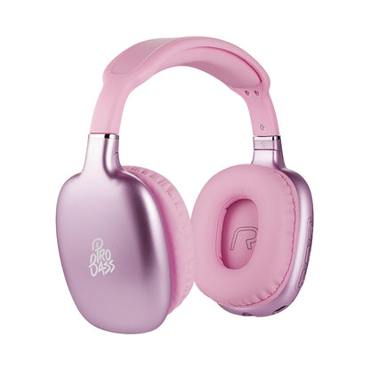 Pro Bass Retro Bluetooth Wireless Headphone with PU Case - Pink