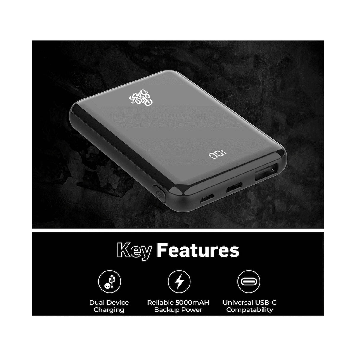 Pro Bass - ChargeMax 2 5000mAh power bank - Black