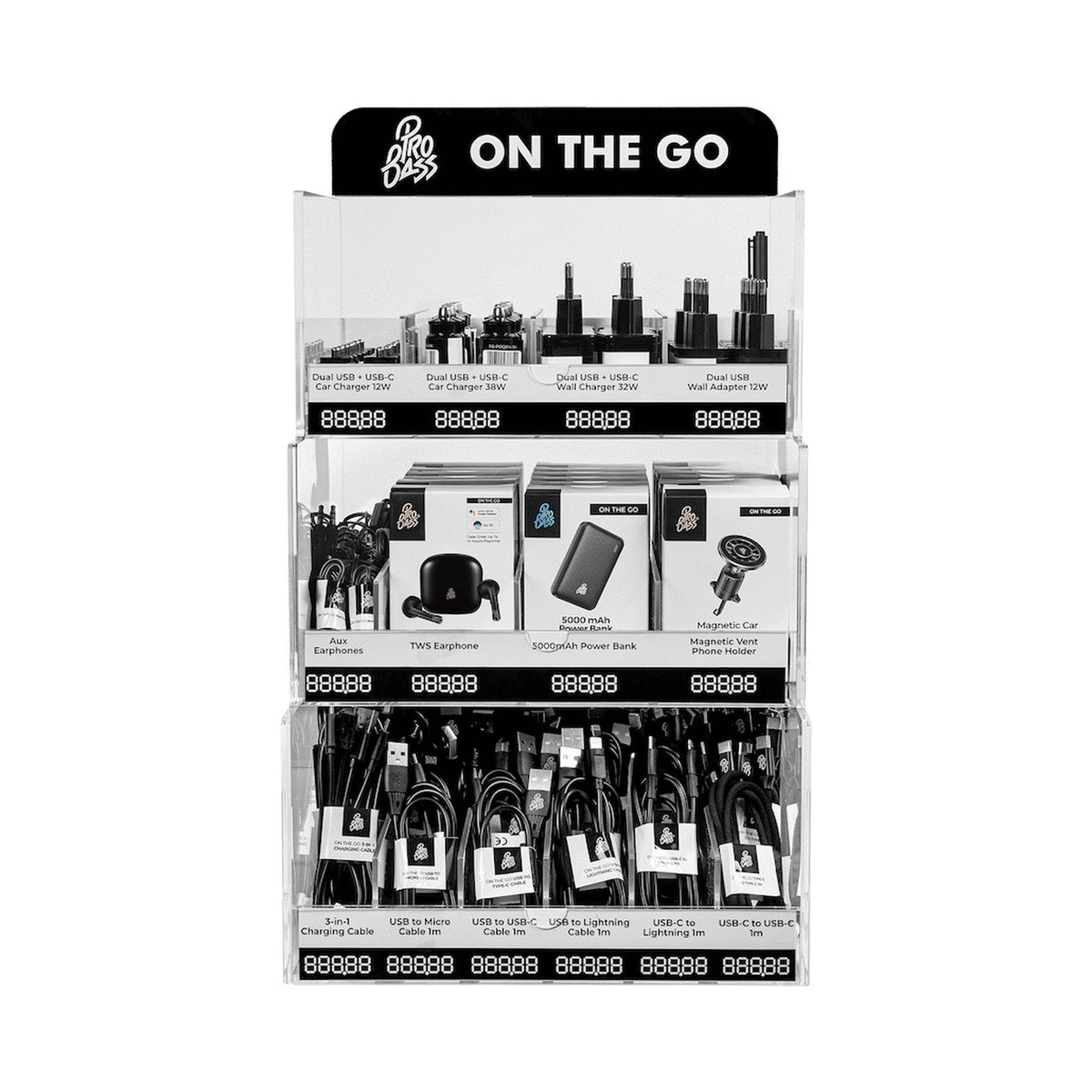 Pro Bass On The Go PDQ Acrylic stand 14pc - 3 TIER - not stocked