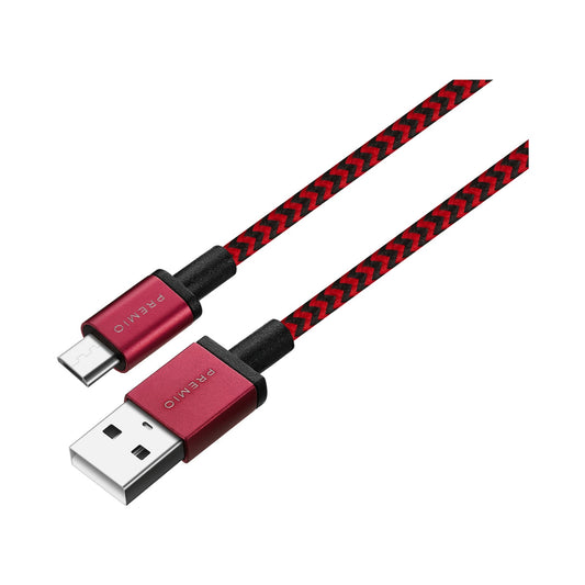 Premio braided Micro USB cable Black/ Red 1.8m