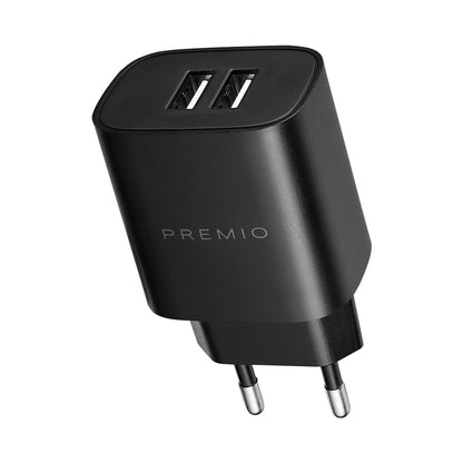 Premio 2.4a Dual Wall Charger - Black