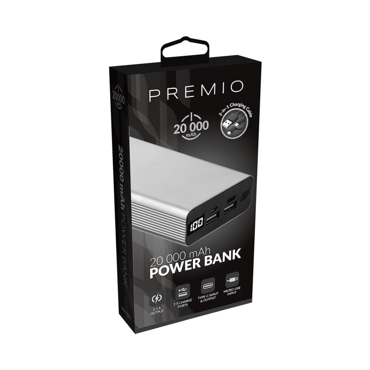 Premio Power Bank - 20000mah - Silver