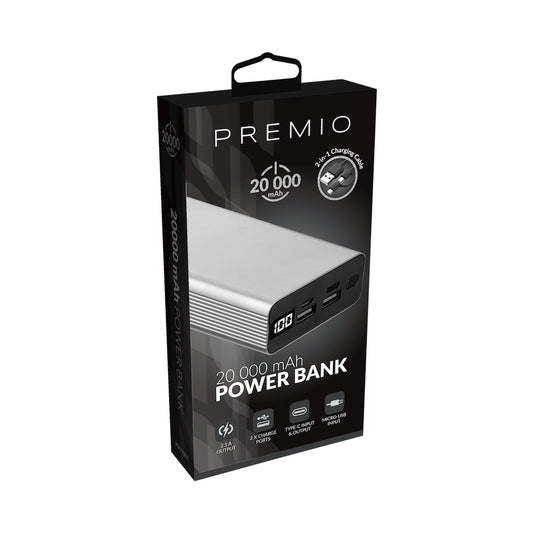 Premio Power Bank - 20000mah - Silver