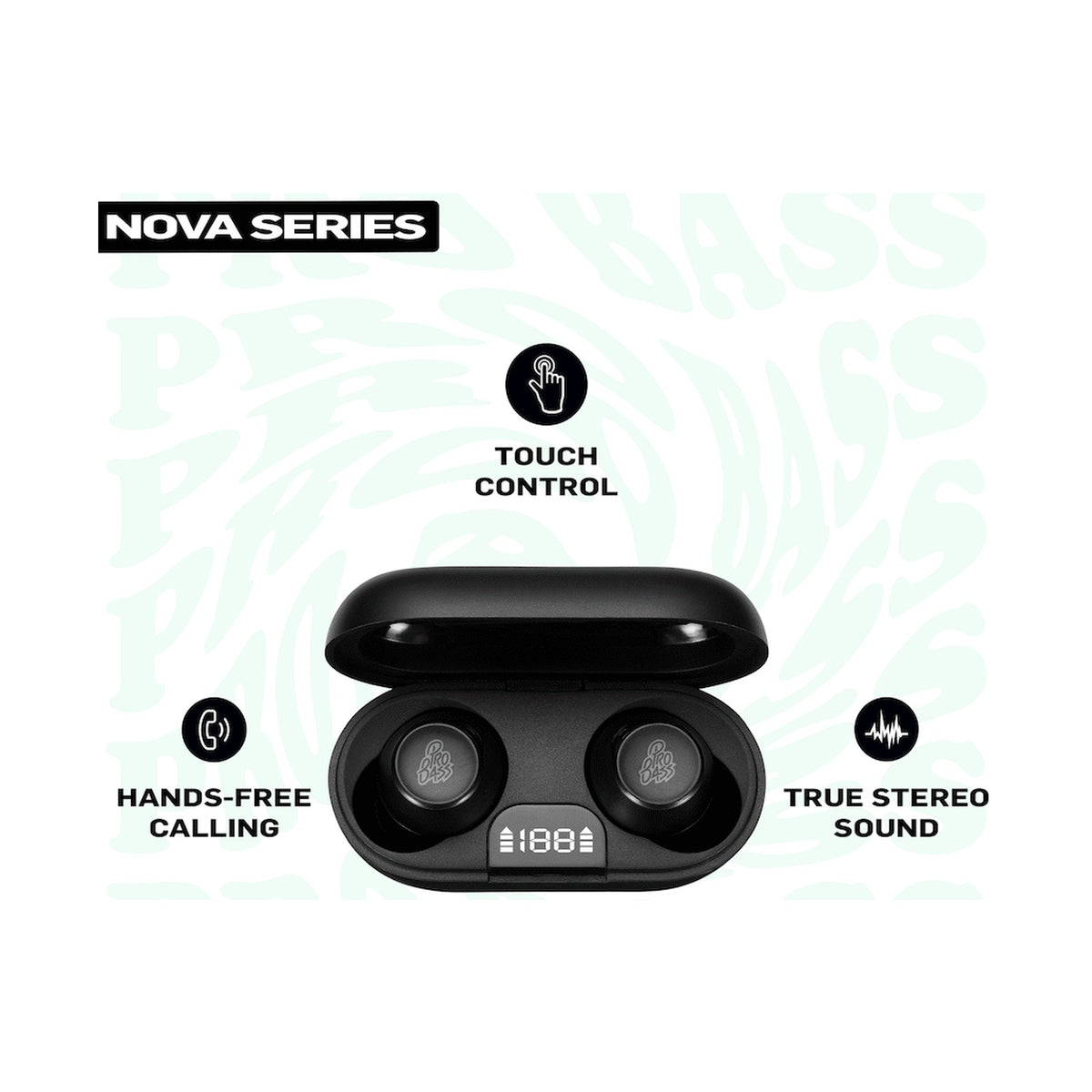 Pro Bass Nova Series TWS Earphone - Black