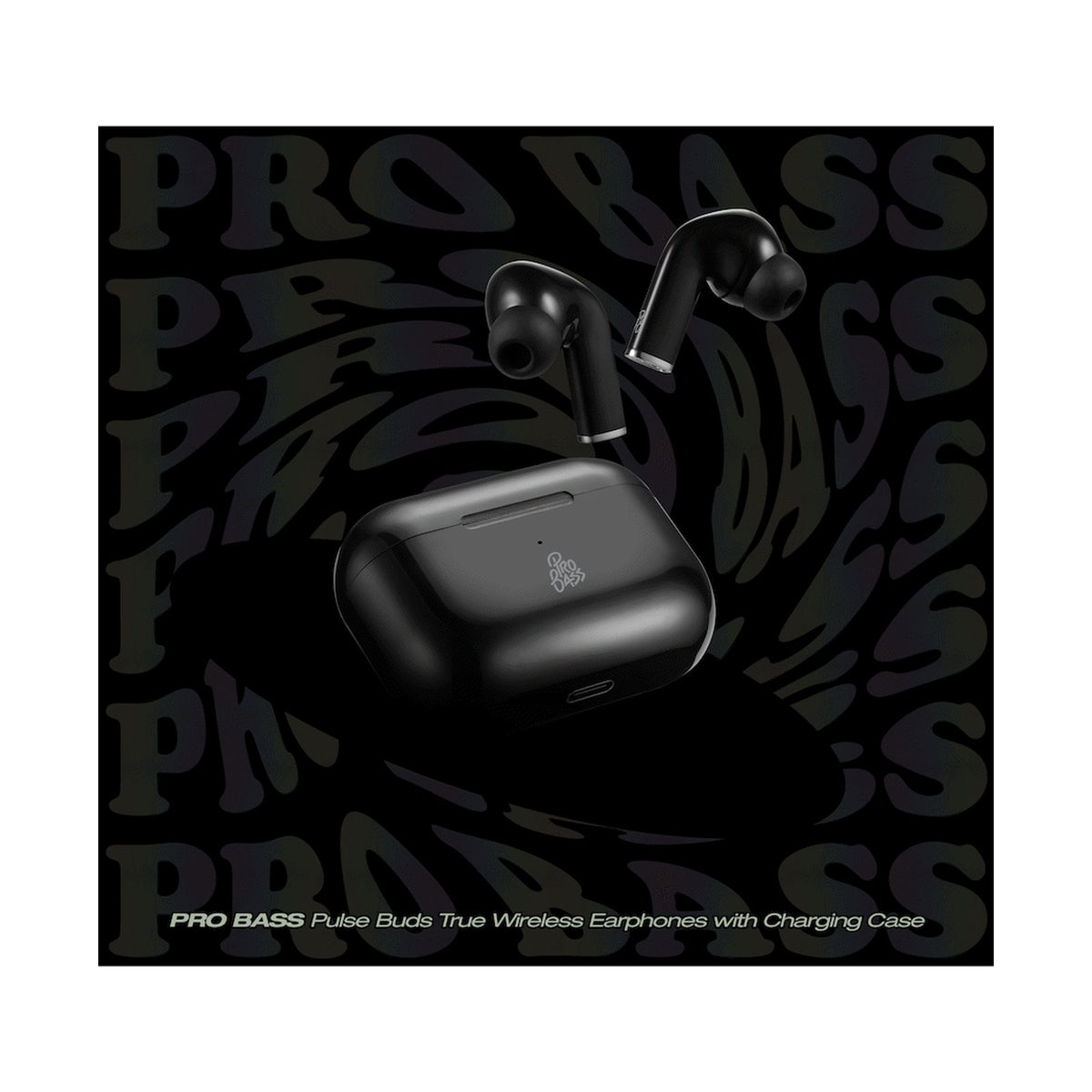 Pro Bass Pulse Buds True Wireless Earphones with Charging Case - Black