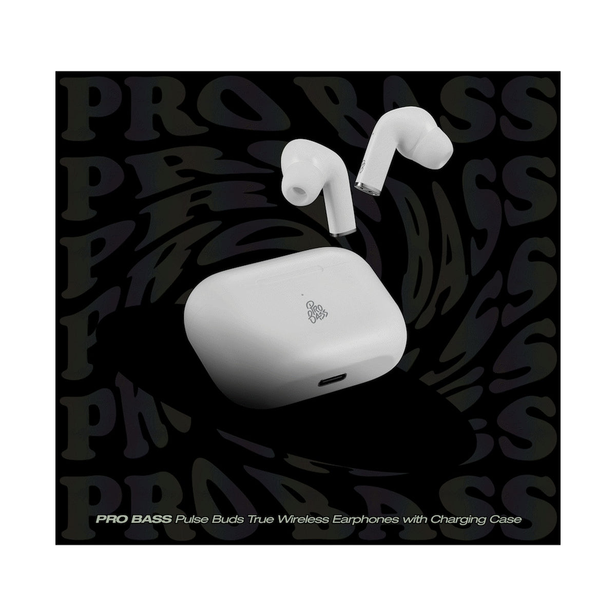 Pro Bass Pulse Buds True Wireless Earphones with Charging Case - White