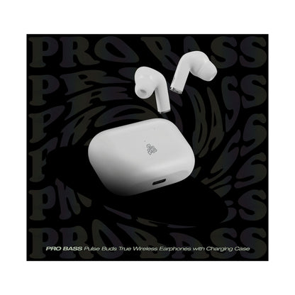 Pro Bass Pulse Buds True Wireless Earphones with Charging Case - White