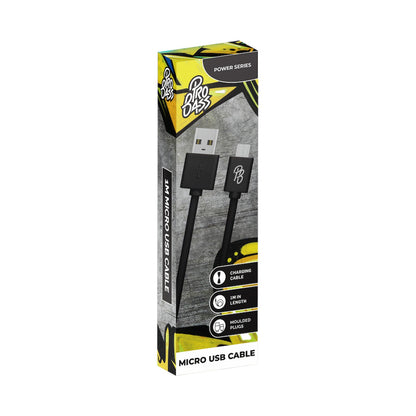 Pro Bass Power Series Boxed Round Micro USB Cable - Black