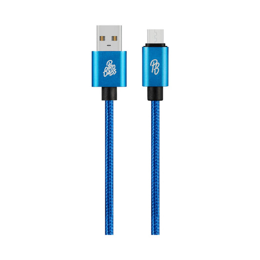 Pro Bass Braided Series Micro USB Cable - Blue 1.5m