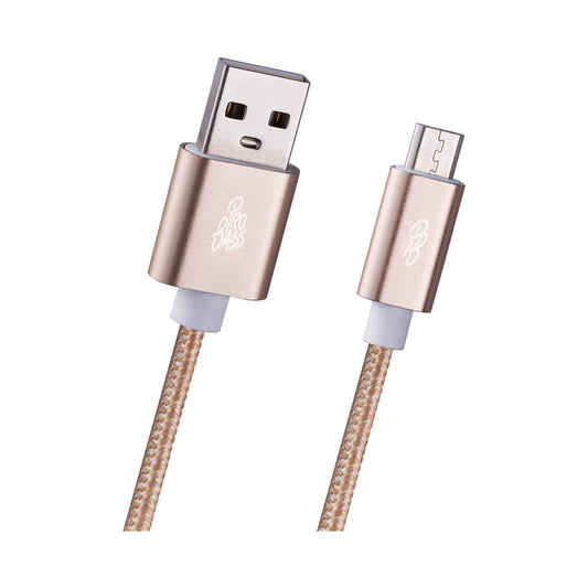 Pro Bass Braided Series Micro USB Cable 1.2m - Gold