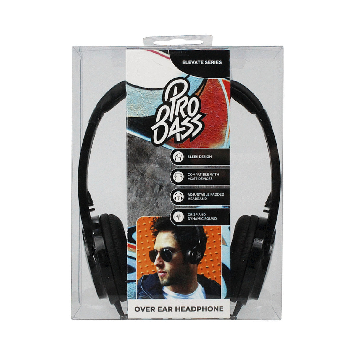 Pro Bass Elevate Series Auxiliary Headphone - Black