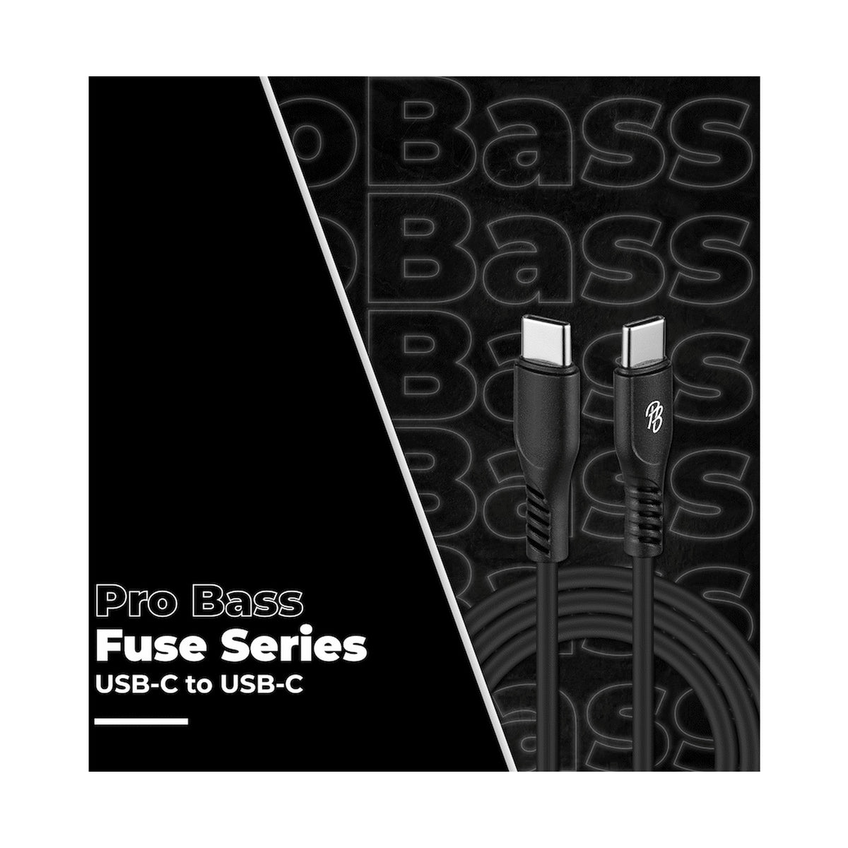 Pro Bass Fuse Series 1m Type-C to Type-C Cable - Black