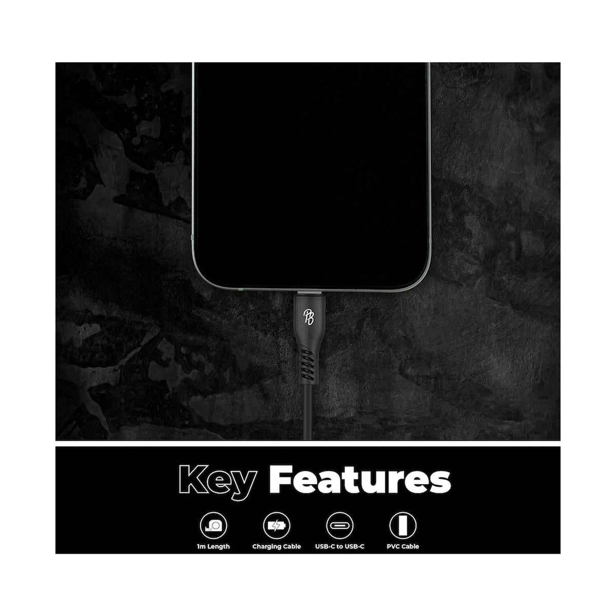 Pro Bass Fuse Series 1m Type-C to Type-C Cable - Black