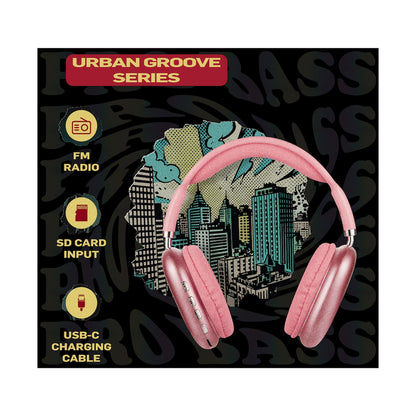 Pro Bass Urban Groove Series Bluetooth Headphones - Pink