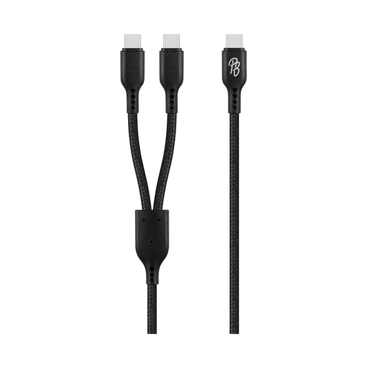 Pro Bass Cord Series 1.2m 15w USB-C to 2x USB-C Braided - Black