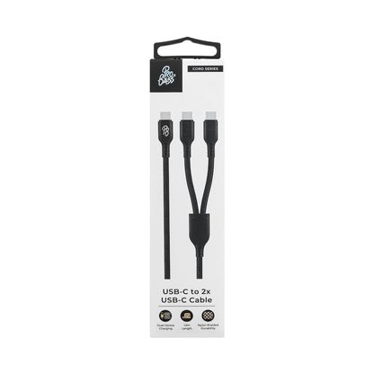 Pro Bass Cord Series 1.2m 15w USB-C to 2x USB-C Braided - Black