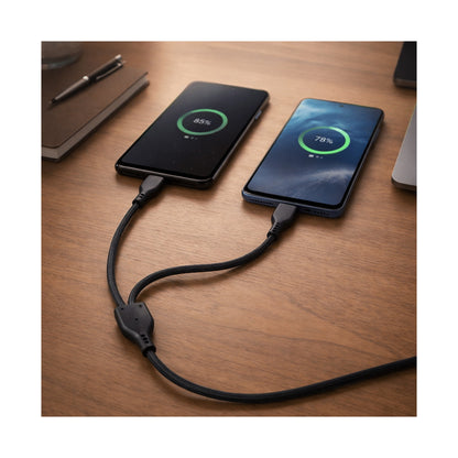 Pro Bass Cord Series 1.2m 15w USB-C to 2x USB-C Braided - Black